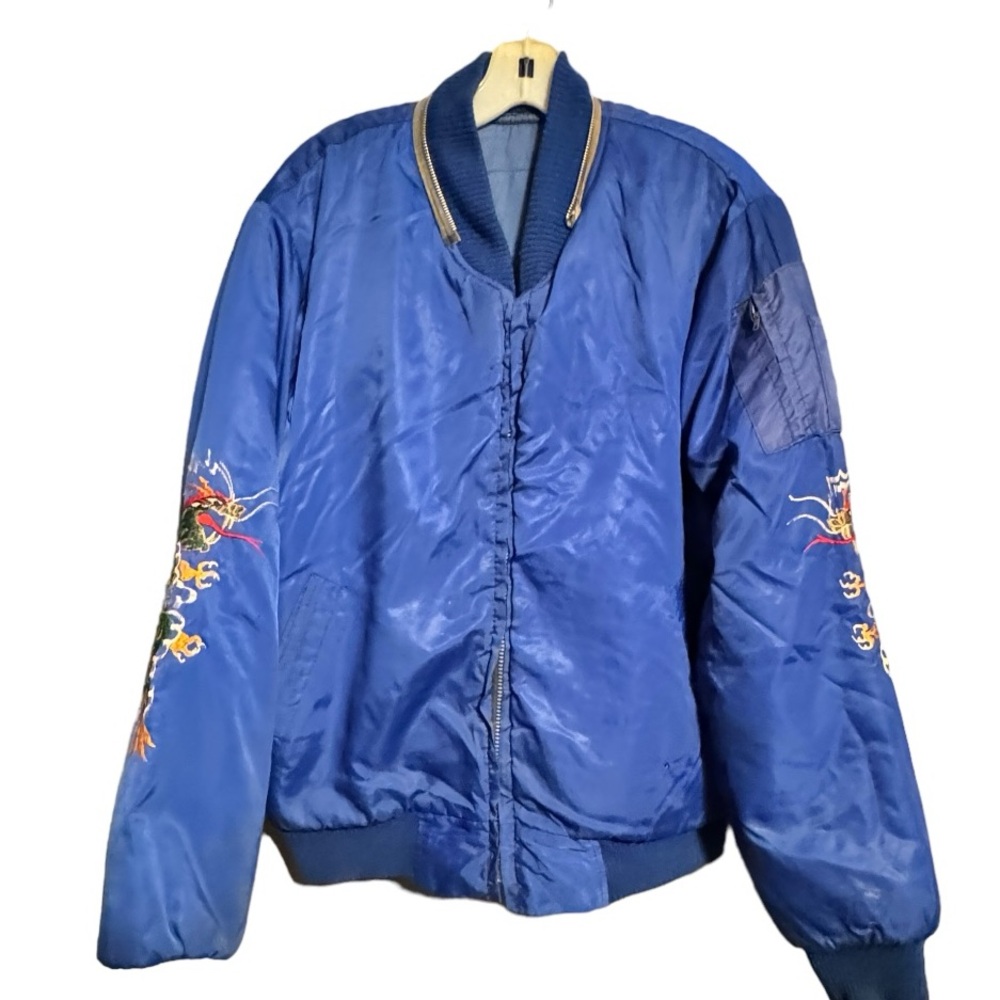 Vintage 80/81 Korea Blue Embroidered Jacket As Is